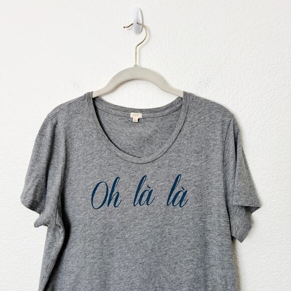 [J. Crew] Gray Oh La La Graphic Print Round Neck Short Sleeve T-Shirt Size XL - Picture 3 of 11
